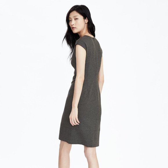 🔥 Banana Republic | Gray Ponte Knit Cap Sleeve Sheath Dress 10 - Picture 2 of 9